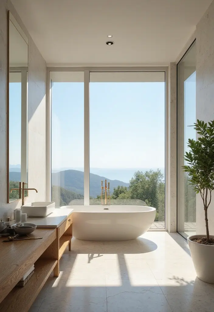 27 Large Bathroom Ideas That Feel Luxurious - 18. Large Windows for Natural Light
