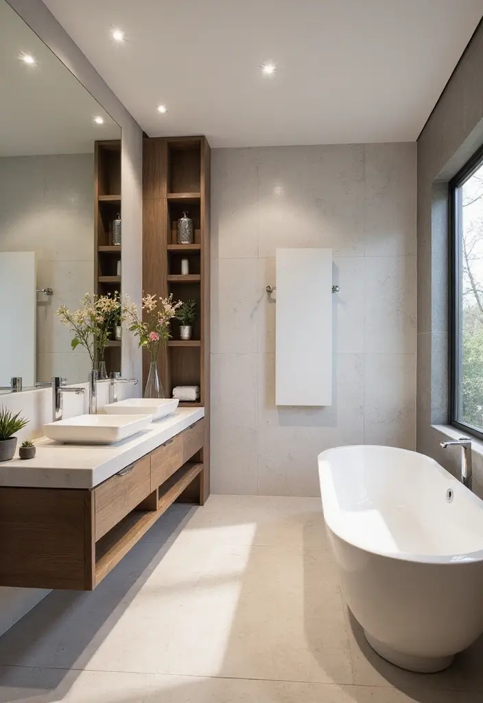 27 Large Bathroom Ideas That Feel Luxurious - 24. Floating Elements for a Modern Look