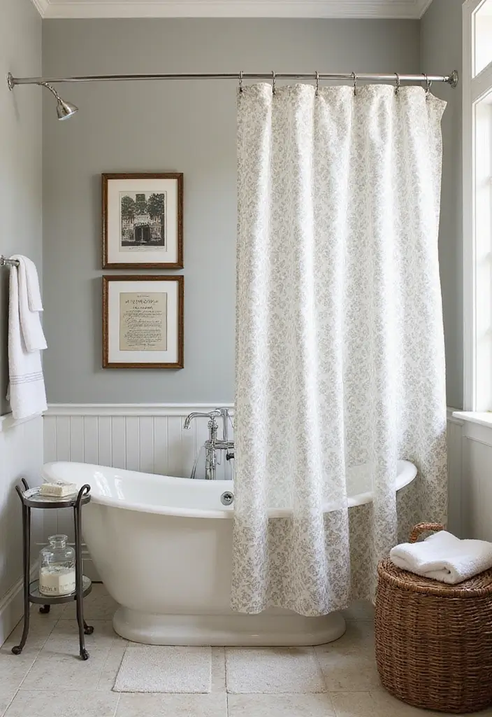 27 Modern Victorian Bathroom Ideas That Mix Old And New - 12. Elegant Shower Curtains