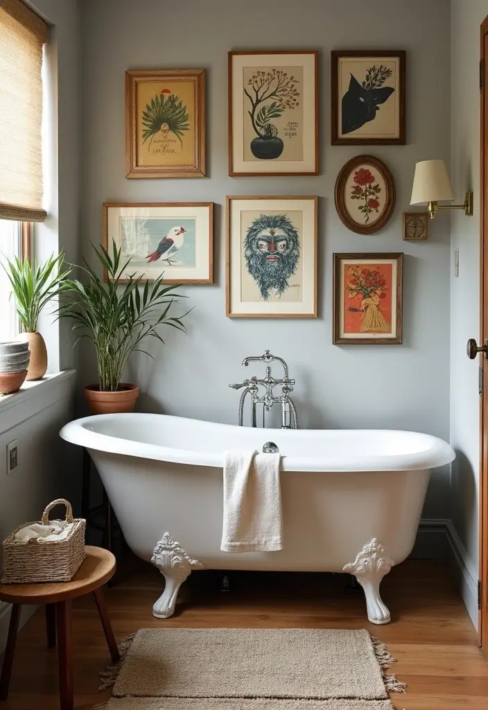27 Modern Victorian Bathroom Ideas That Mix Old And New - 15. Unique Art Pieces