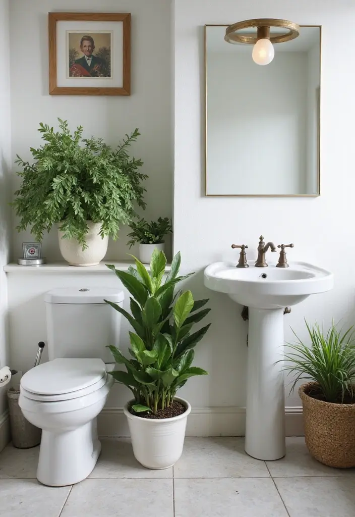 27 Modern Victorian Bathroom Ideas That Mix Old And New - 18. Fresh Greenery