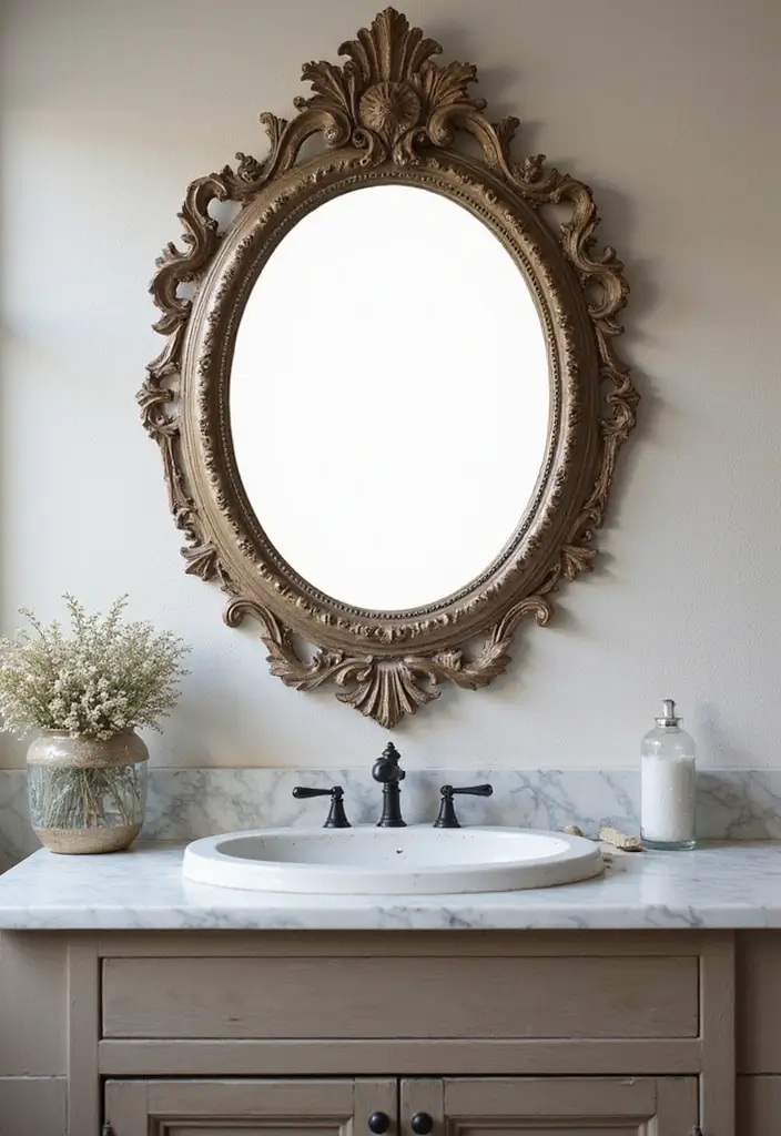 27 Modern Victorian Bathroom Ideas That Mix Old And New - 20. Antique Mirrors