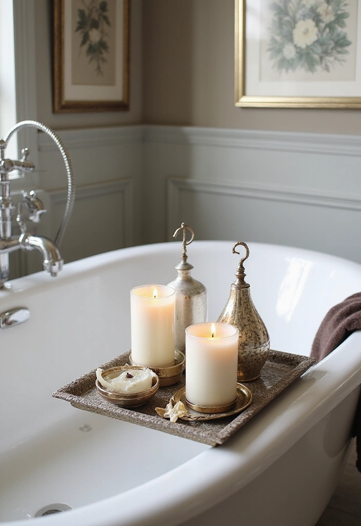 27 Modern Victorian Bathroom Ideas That Mix Old And New - 23. Bathtub Trays and Caddy