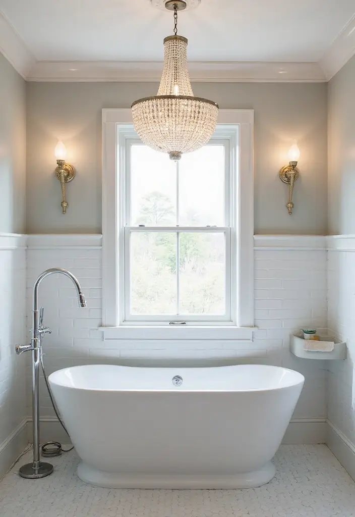 27 Modern Victorian Bathroom Ideas That Mix Old And New - 6. Statement Lighting Fixtures