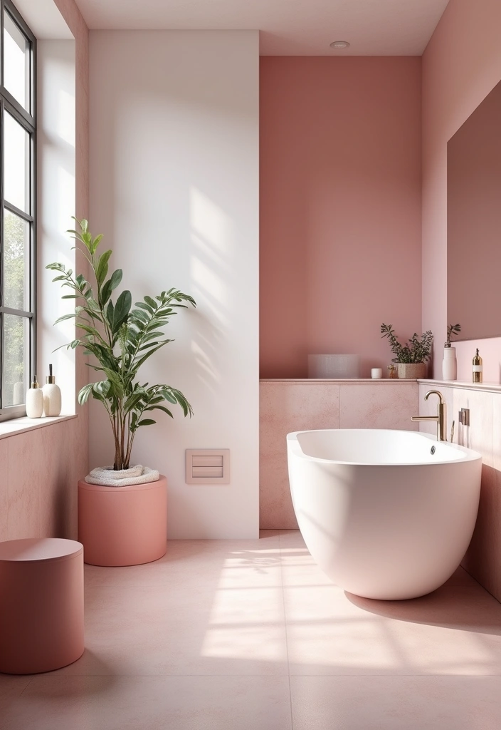 27 Pink Bathroom Decor Ideas That Look Fresh - 10. Pink Accented Furniture