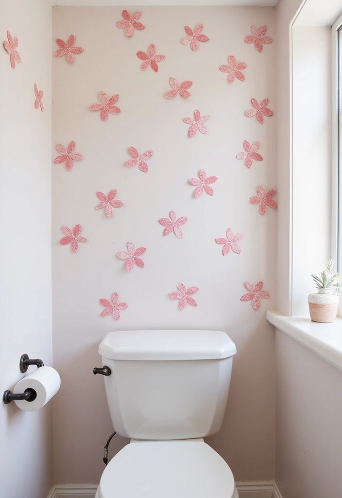 27 Pink Bathroom Decor Ideas That Look Fresh - 20. Pink Wall Decals