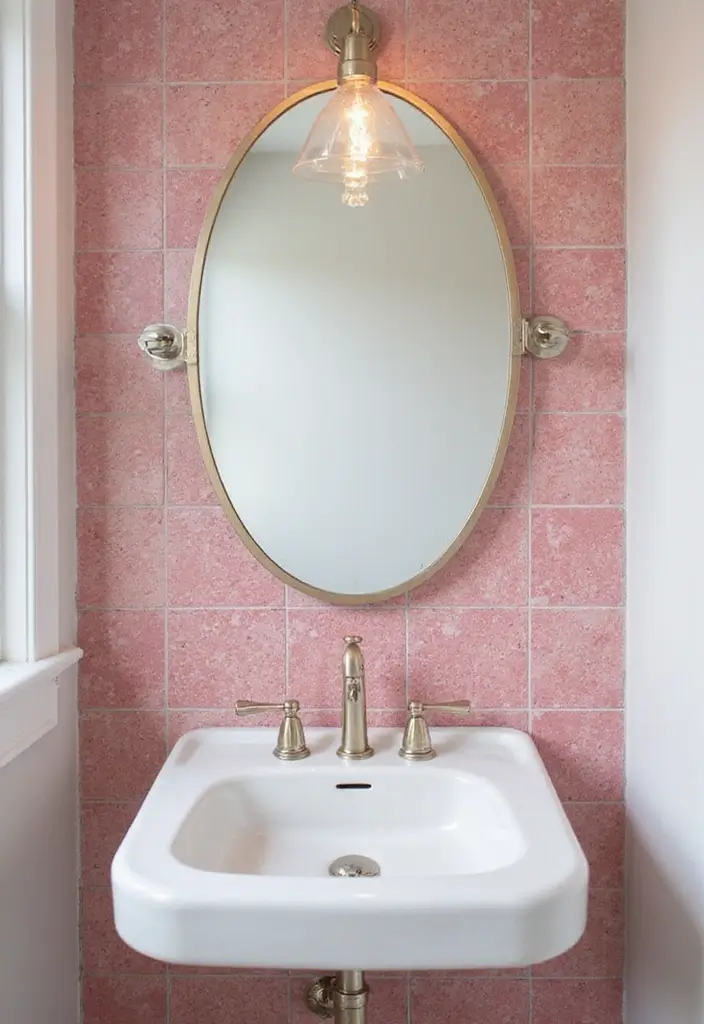 27 Pink Bathroom Decor Ideas That Look Fresh - 22. Pink Mosaic Accents