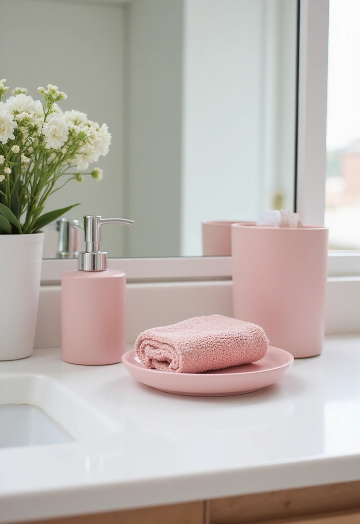 27 Pink Bathroom Decor Ideas That Look Fresh - 4. Eco-Friendly Pink Accessories