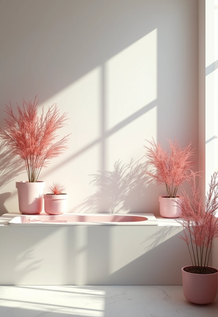 27 Pink Bathroom Decor Ideas That Look Fresh - 6. Pink Plants