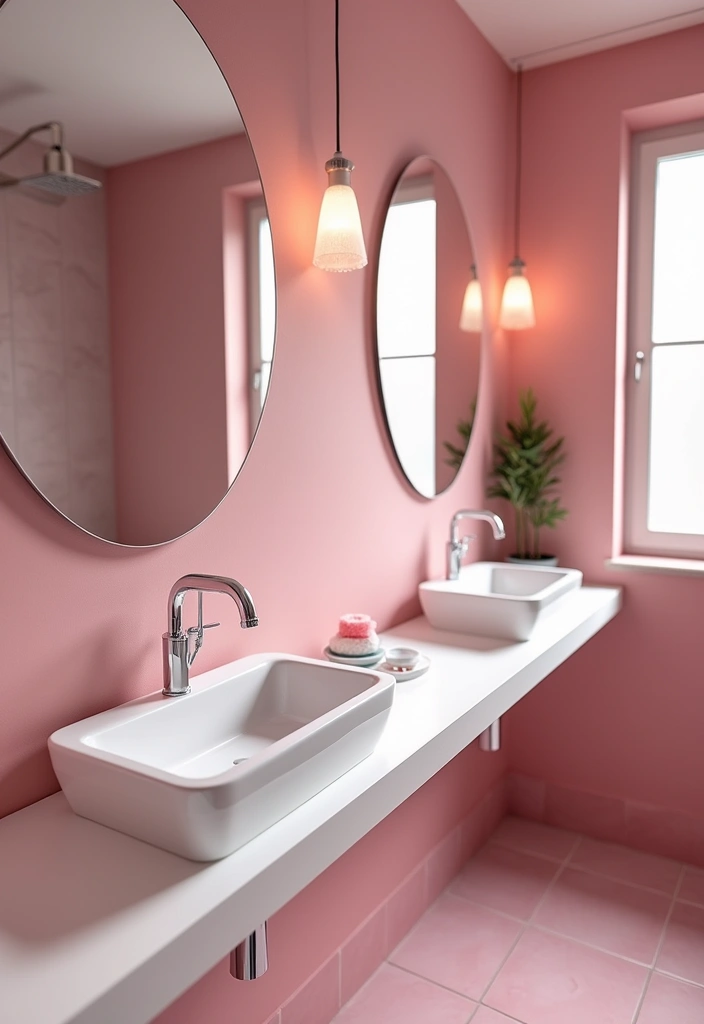27 Pink Bathroom Decor Ideas That Look Fresh - 8. Modern Pink Accents