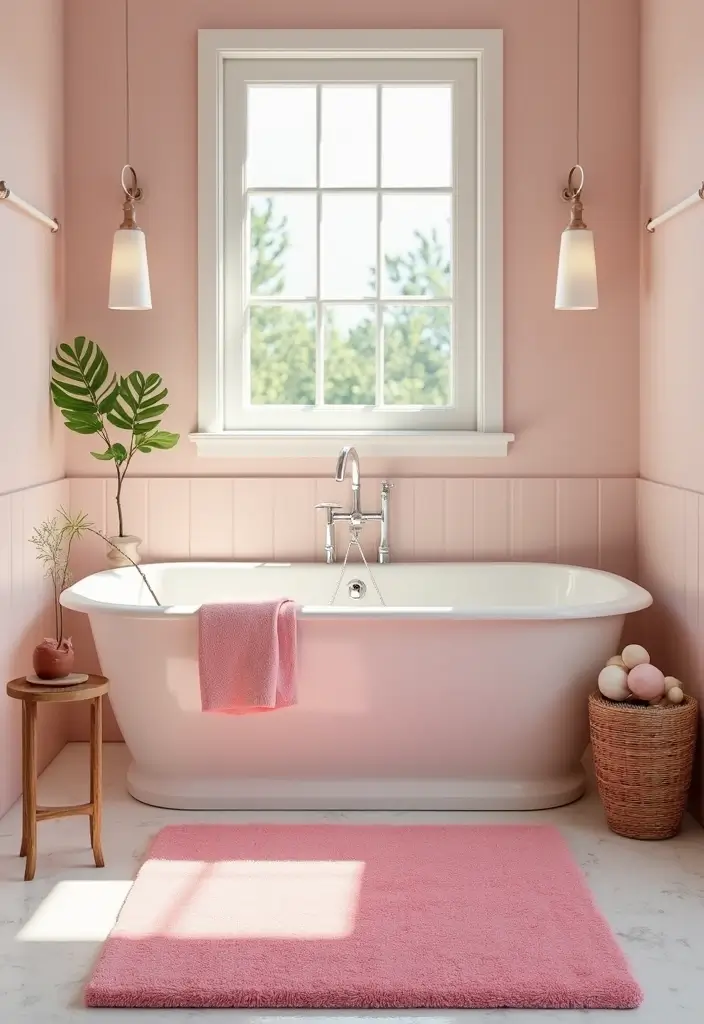 27 Pink Bathroom Decor Ideas That Look Fresh - 9. Pink Bath Mat