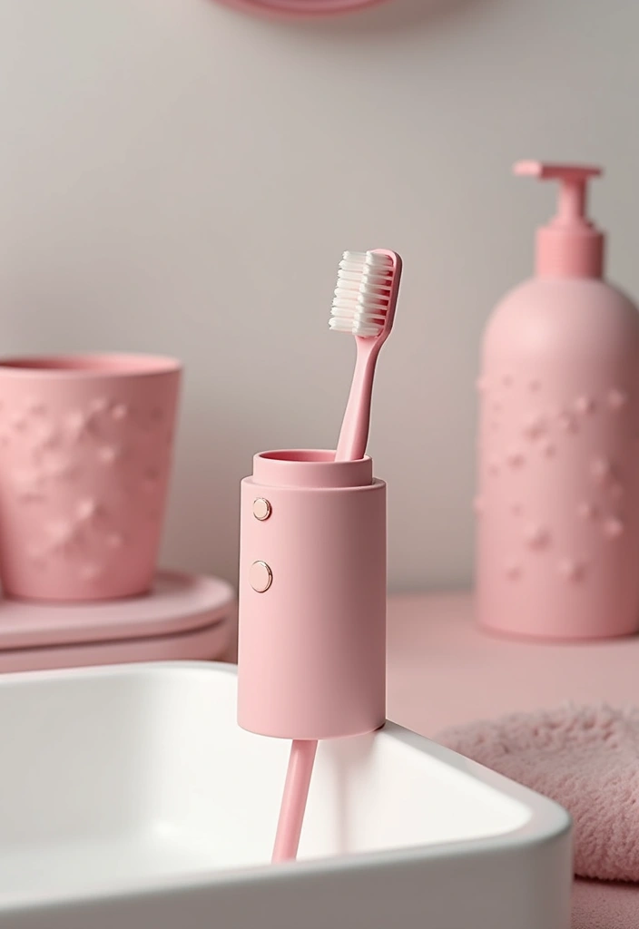 27 Pink Girly Bathroom Ideas That Feel Dreamy - 17. Cute Pink Toothbrush Holders