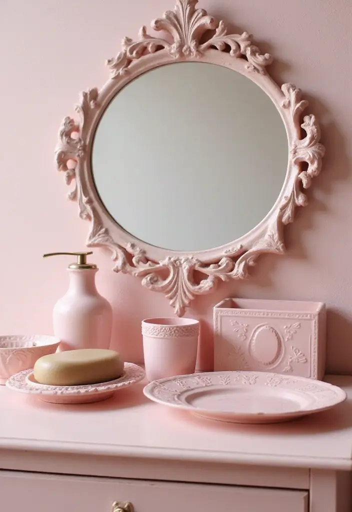 27 Pink Girly Bathroom Ideas That Feel Dreamy - 2. Vintage Pink Accessories