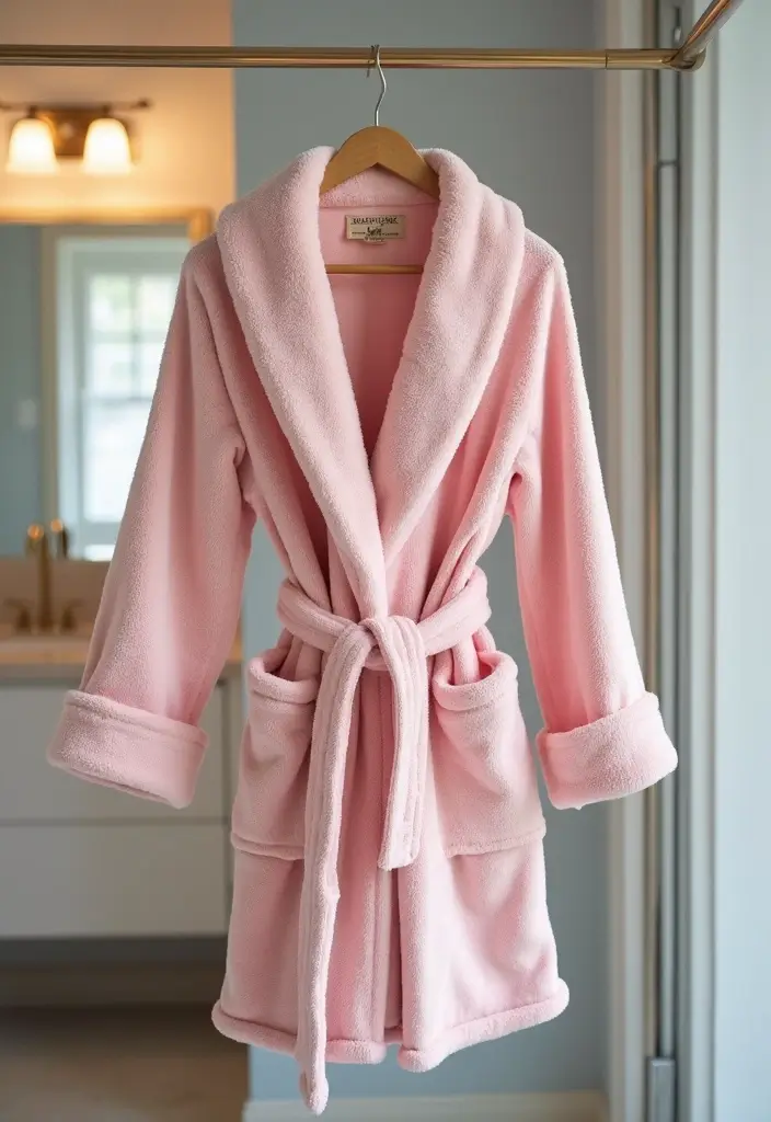 27 Pink Girly Bathroom Ideas That Feel Dreamy - 20. Pink Bathrobes