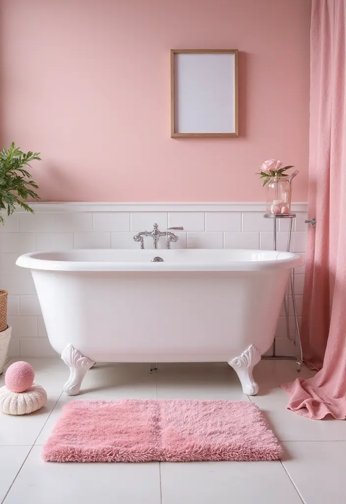27 Pink Girly Bathroom Ideas That Feel Dreamy - 5. Pink Bath Mat