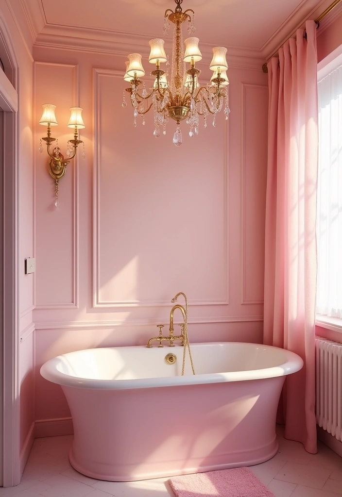 27 Pink Girly Bathroom Ideas That Feel Dreamy - 6. Feminine Lighting Fixtures