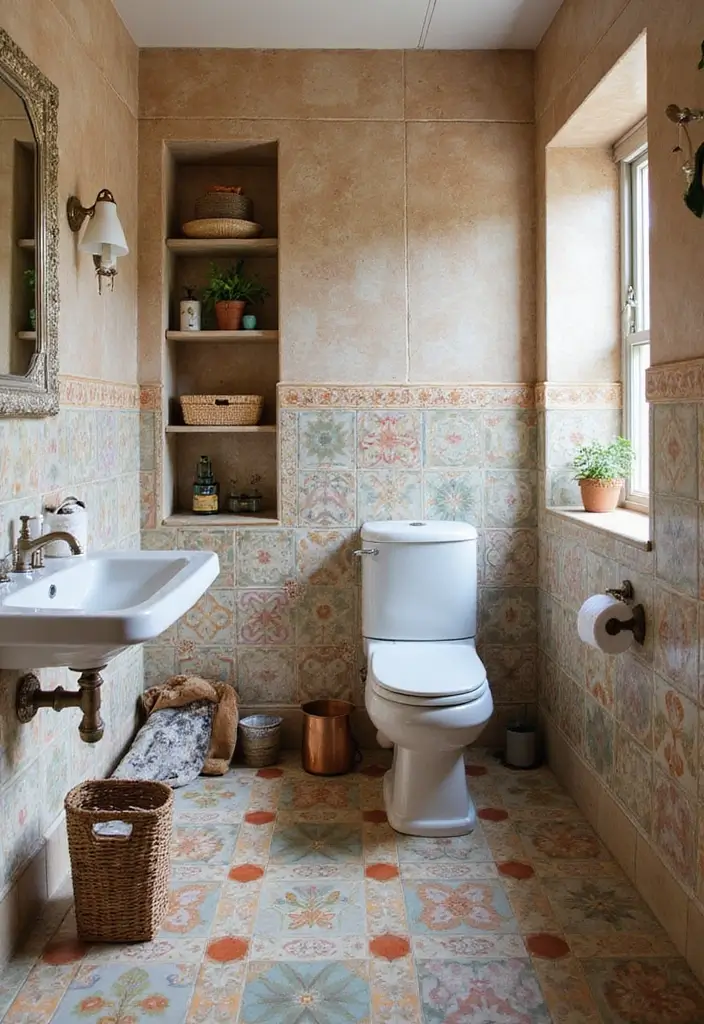 27 Small Bathroom Ideas Modern And Functional - 9. Bold Tile Choices