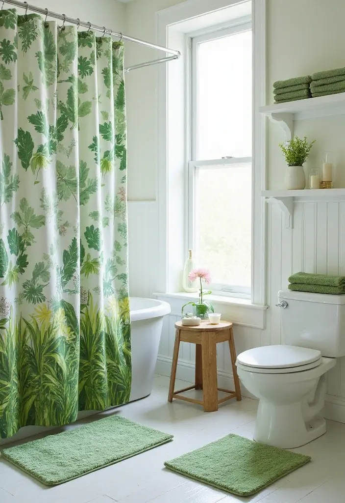 27 Spring Bathroom Decor Ideas That Feel Fresh - 1. Botanical Shower Curtain