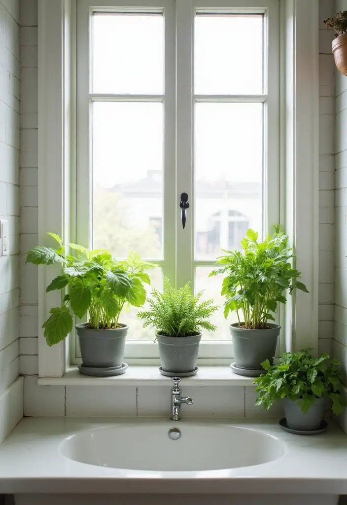 27 Spring Bathroom Decor Ideas That Feel Fresh - 11. Herb Planters