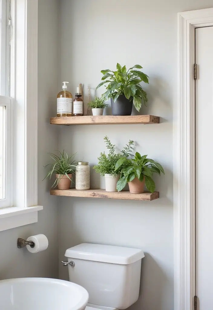 27 Spring Bathroom Decor Ideas That Feel Fresh - 13. Minimalist Shelving