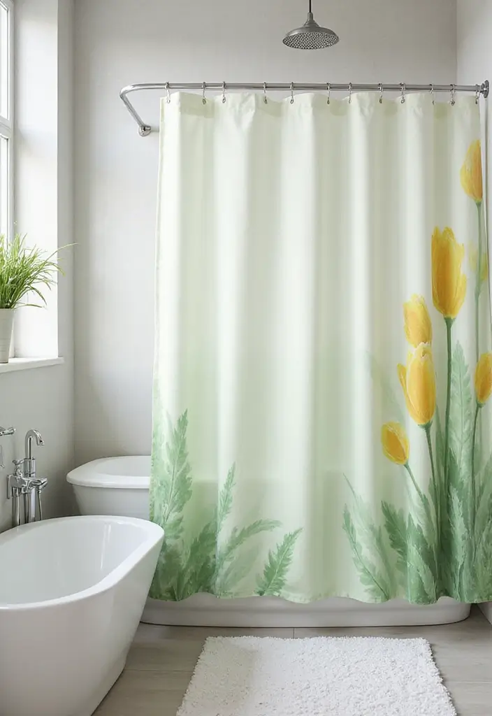 27 Spring Bathroom Decor Ideas That Feel Fresh - 21. Eco-Friendly Shower Curtains