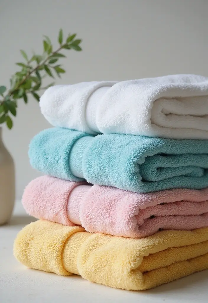 27 Spring Bathroom Decor Ideas That Feel Fresh - 3. Colorful Bath Towels