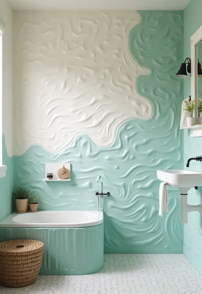 27 Toca Boca Bathroom Ideas That Feel Fun And Creative - 14. Fun Textured Wall Finishes