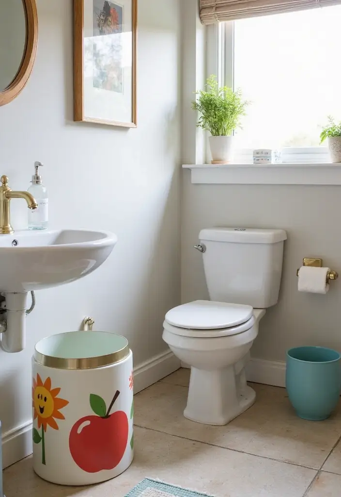 27 Toca Boca Bathroom Ideas That Feel Fun And Creative - 24. Themed Waste Baskets