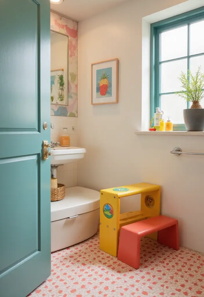 27 Toca Boca Bathroom Ideas That Feel Fun And Creative - 25. Colorful Step Stools