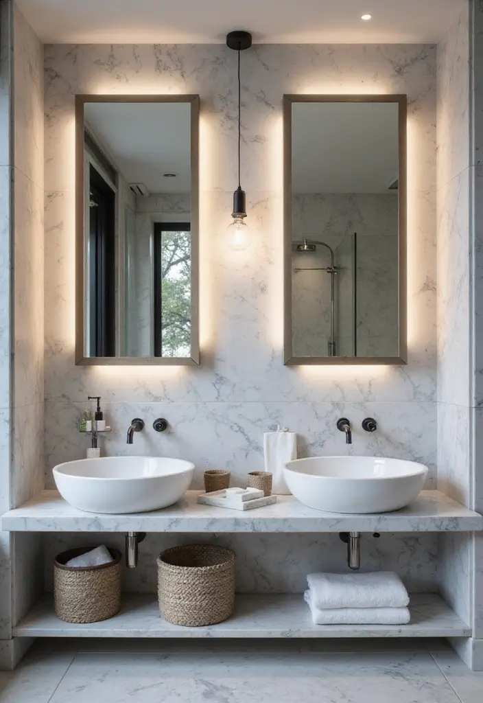 27 White And Grey Marble Bathroom Designs That Shine - 14. Grey Marble Borders