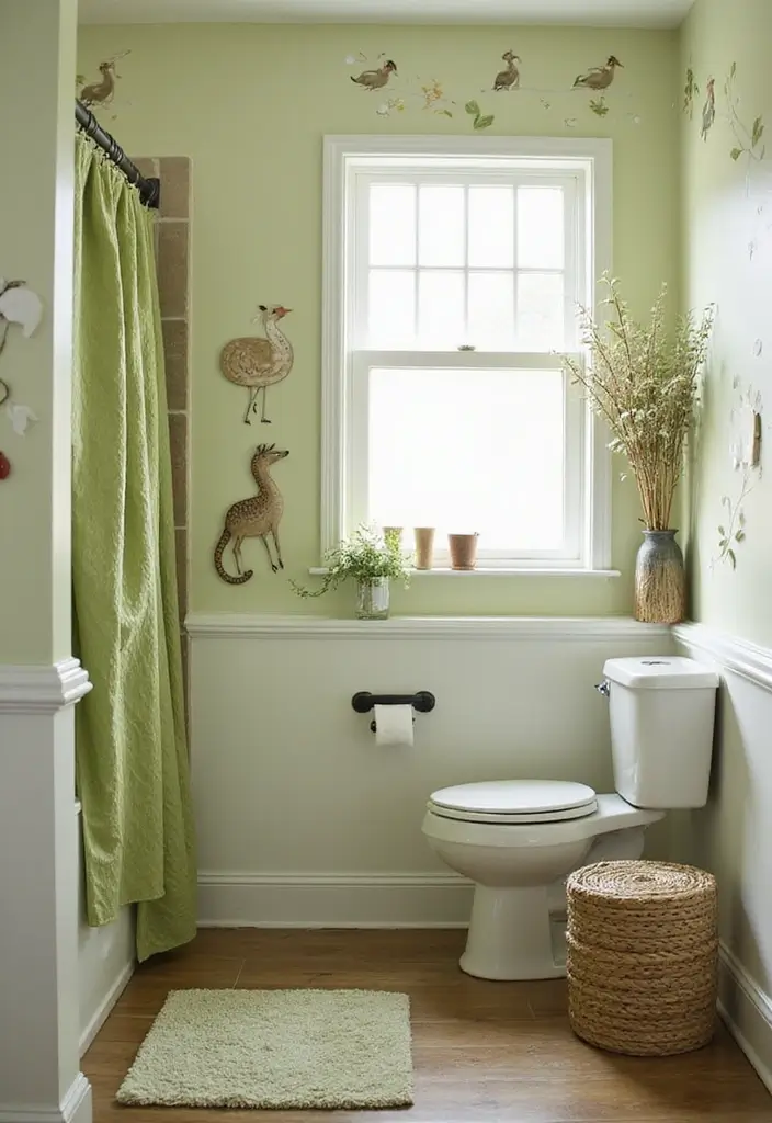 28 Adorable Kids Jack And Jill Bathroom Ideas That Are Eco-Friendly - 1. Nature-Inspired Theme