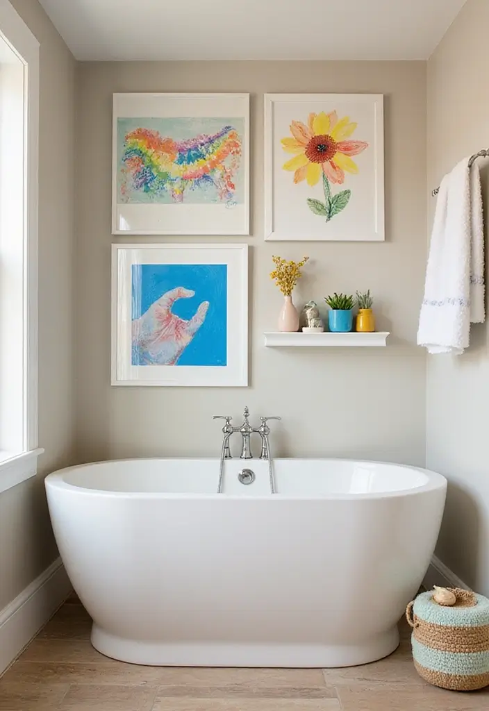 28 Adorable Kids Jack And Jill Bathroom Ideas That Are Eco-Friendly - 12. Artsy Gallery