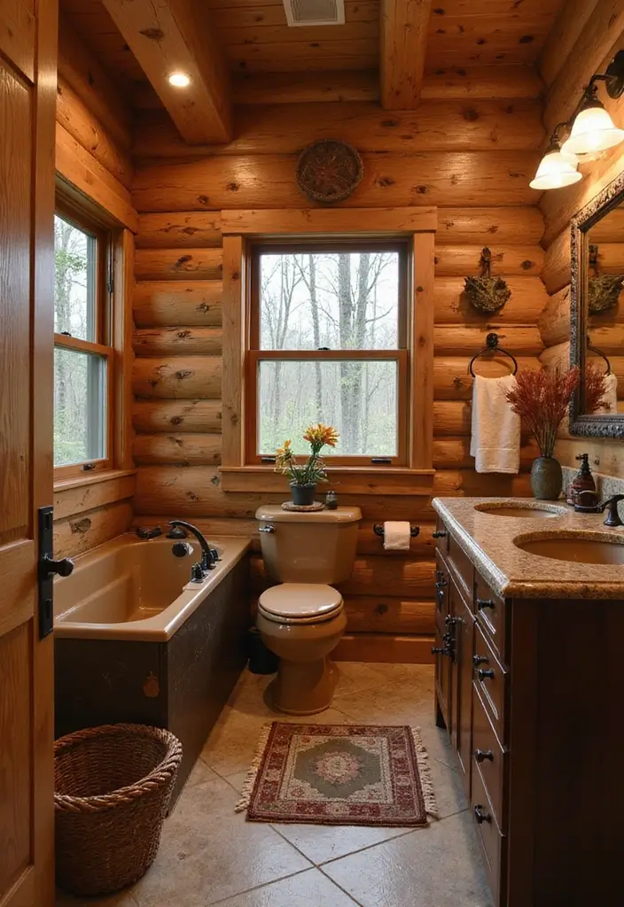 28 Adorable Kids Jack And Jill Bathroom Ideas That Are Eco-Friendly - 7. Cozy Cabin Retreat