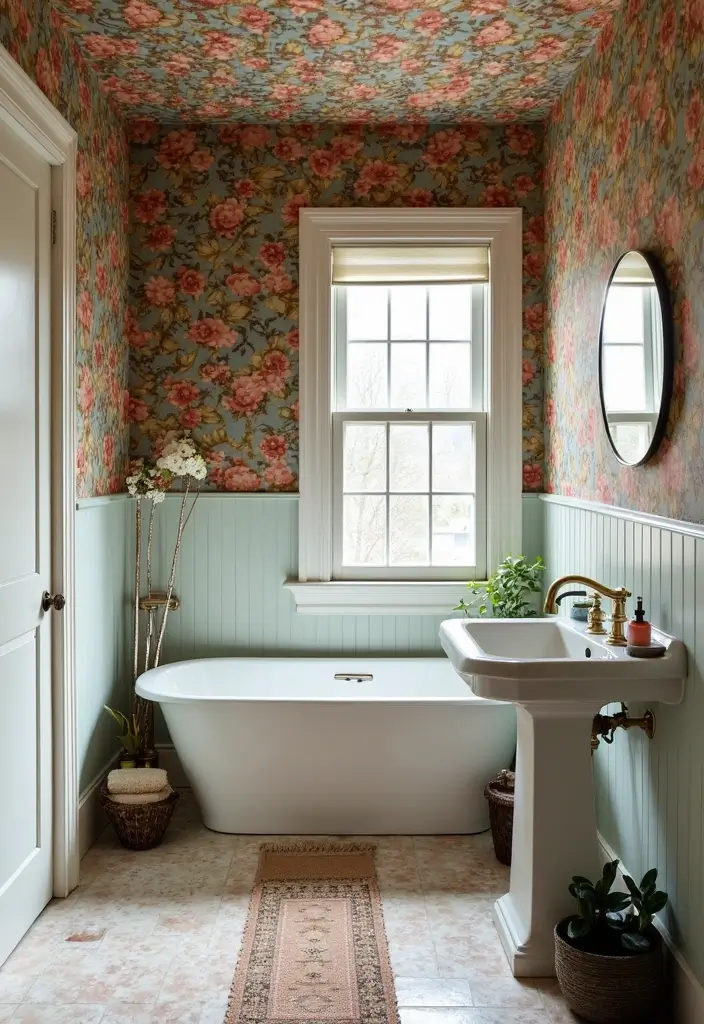28 Bathroom Ceiling Ideas That Transform The Look - 13. Ceiling Wallpaper