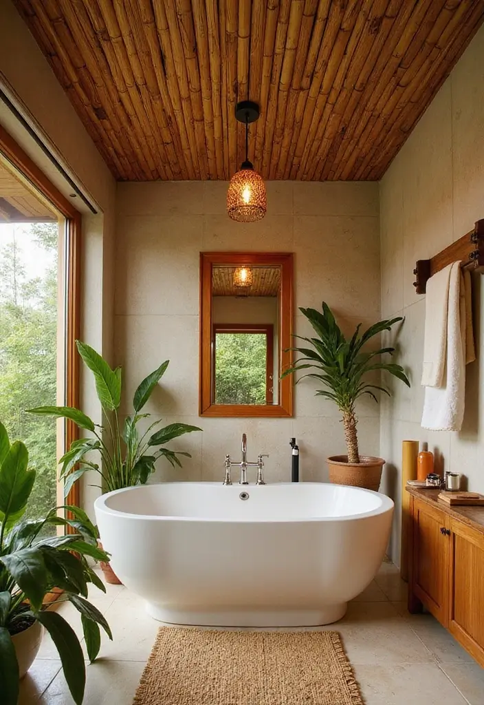 28 Bathroom Ceiling Ideas That Transform The Look - 2. Bamboo Panels
