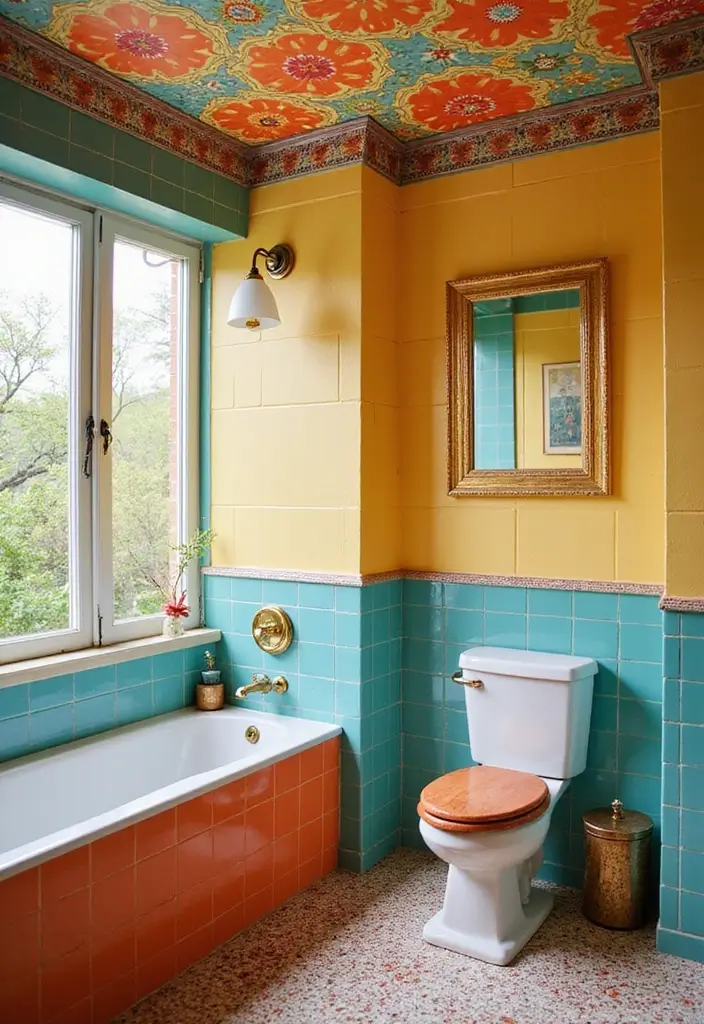 28 Bathroom Ceiling Ideas That Transform The Look - 22. Retro Ceiling Tiles