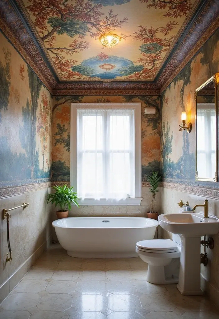 28 Bathroom Ceiling Ideas That Transform The Look - 24. Ceiling Art