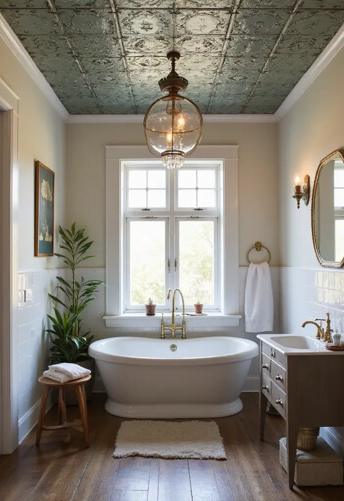 28 Bathroom Ceiling Ideas That Transform The Look - 4. Tin Tiles