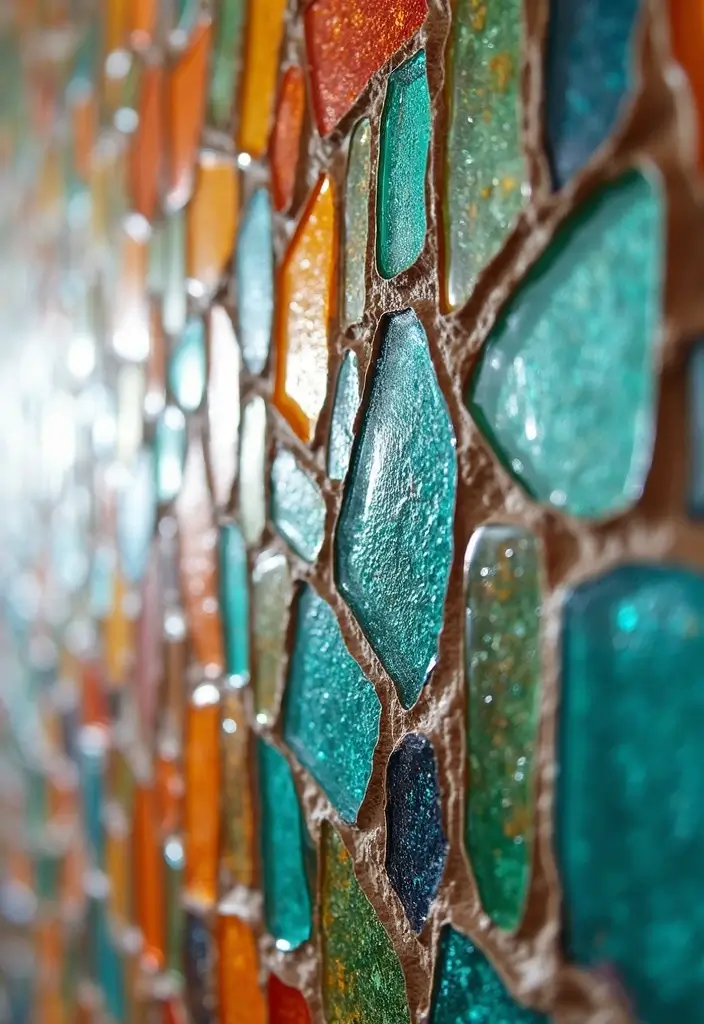 28 Bathroom Floor And Wall Tile Ideas That Match Perfectly - 1. Recycled Glass Mosaic Tiles