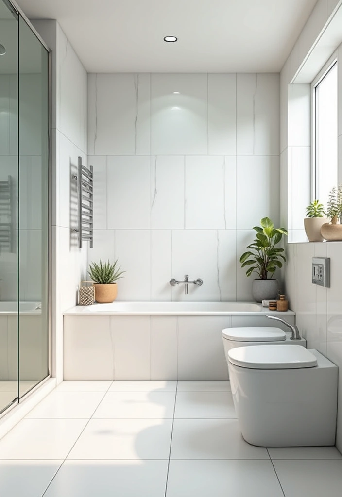 28 Bathroom Floor And Wall Tile Ideas That Match Perfectly - 17. Glossy White Tiles for a Clean Look