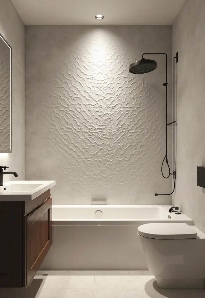28 Bathroom Floor And Wall Tile Ideas That Match Perfectly - 19. Subtle Textured Tiles for Depth