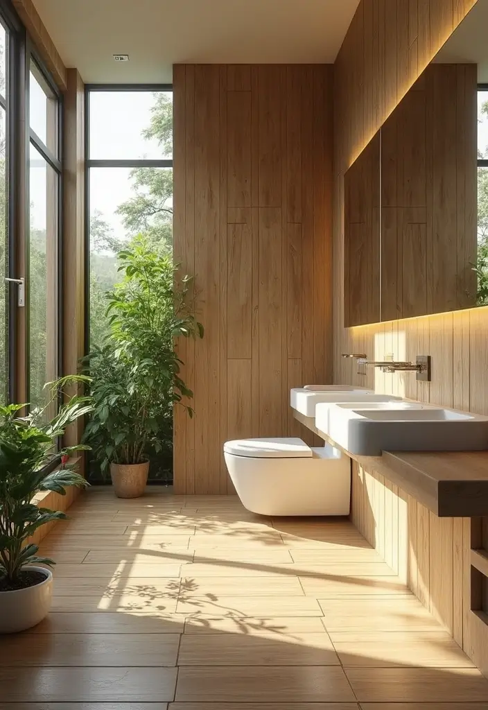 28 Bathroom Floor And Wall Tile Ideas That Match Perfectly - 2. Bamboo Tiles for a Natural Touch