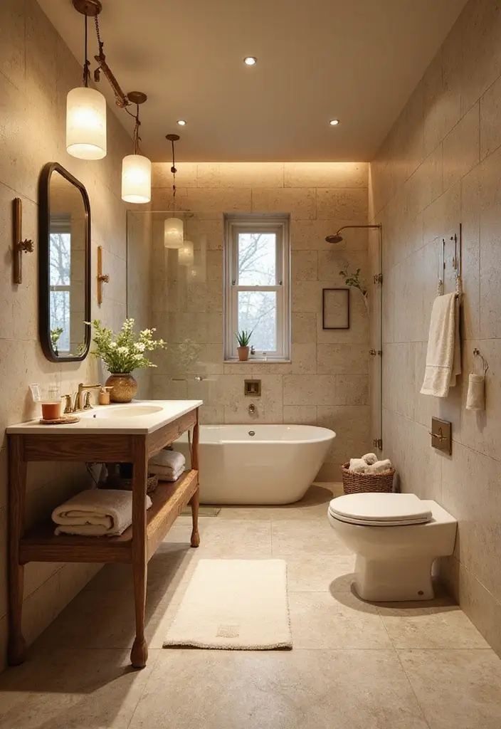 28 Bathroom Floor And Wall Tile Ideas That Match Perfectly - 25. Soft Textured Tiles for a Cozy Feel