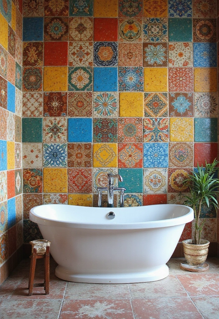 28 Bathroom Floor And Wall Tile Ideas That Match Perfectly - 5. Artistic Handmade Tiles