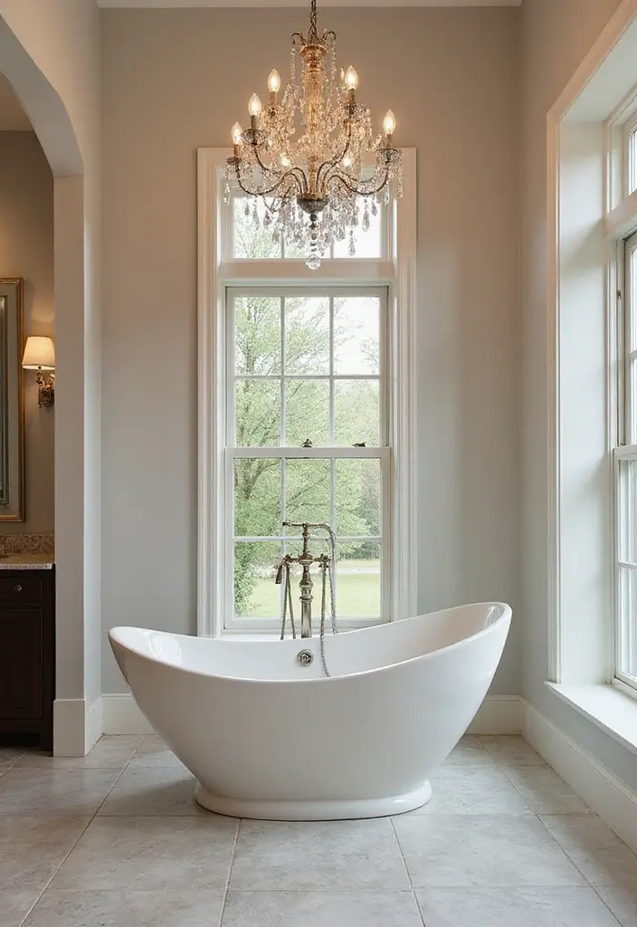 28 Bathroom High Ceiling Ideas That Add Drama - 10. Freestanding Tubs Under High Ceilings