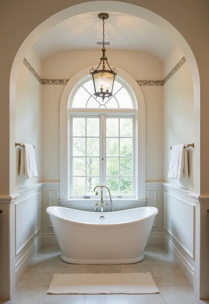 28 Bathroom High Ceiling Ideas That Add Drama - 14. Elegant Bathtub Alcove