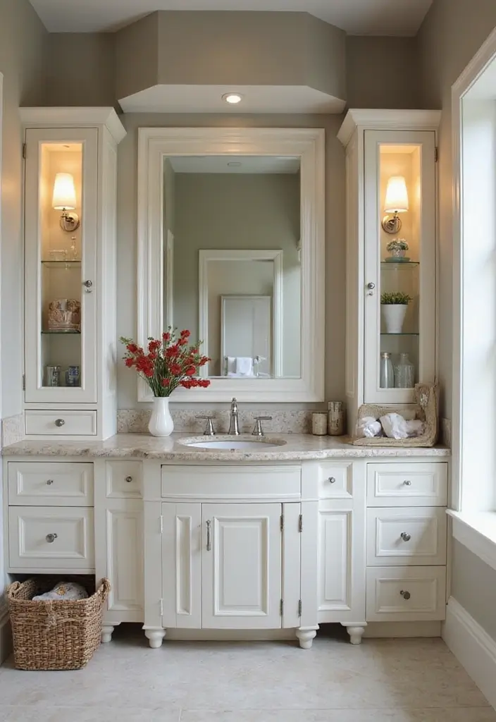 28 Bathroom High Ceiling Ideas That Add Drama - 5. Ceiling-Height Cabinets