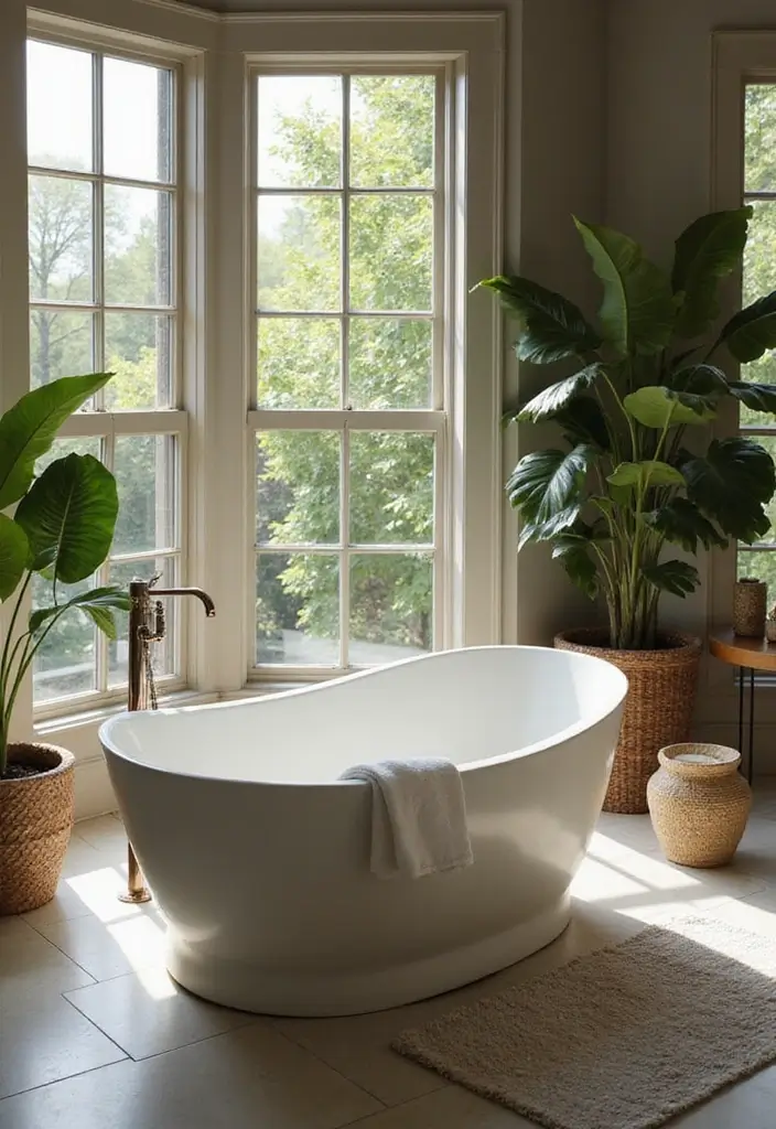 28 Bathroom Ideas With Tub For Relaxing Evenings - 1. Freestanding Soaking Tub