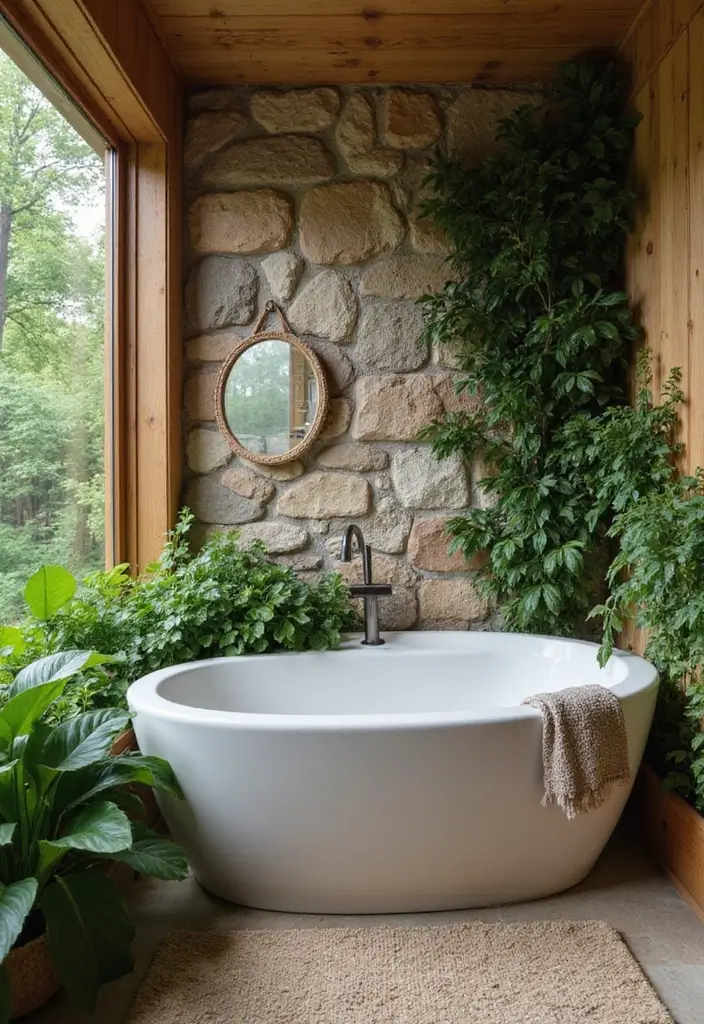 28 Bathroom Ideas With Tub For Relaxing Evenings - 10. Natural Elements