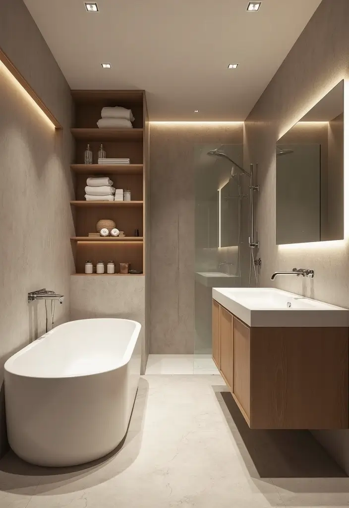 28 Bathroom Ideas With Tub For Relaxing Evenings - 16. Efficient Use of Space